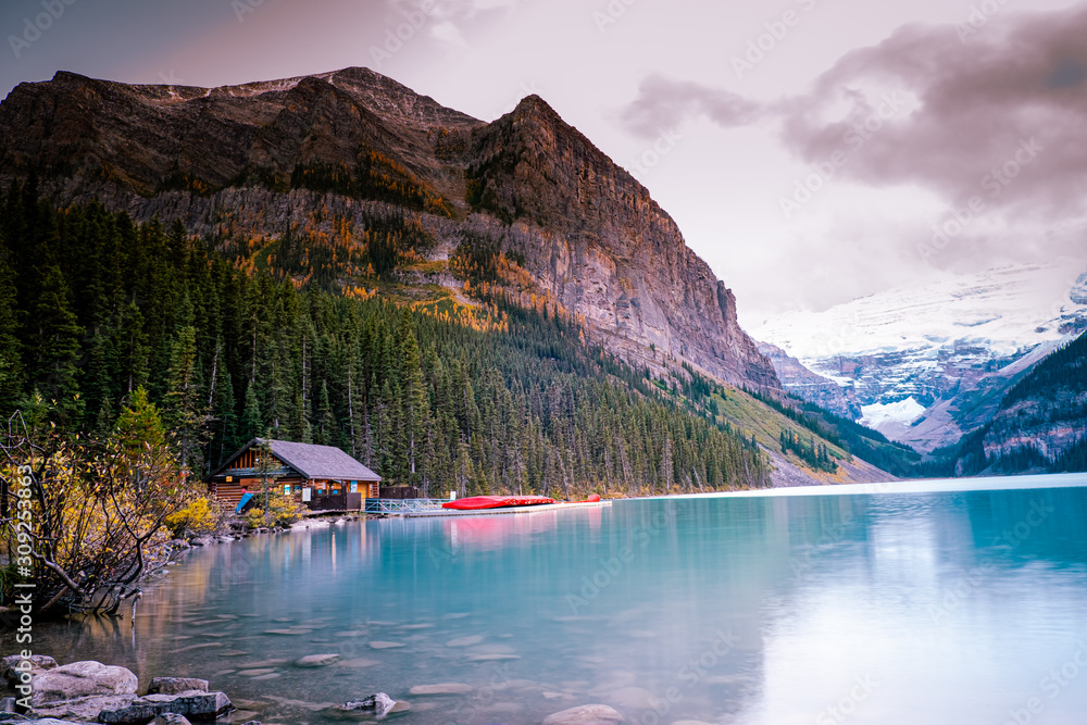 Lake Louise Banff national park Alberta Canada during Autumn in the Canadian  Rockies Stock Photo | Adobe Stock
