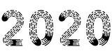 2020 lettering figure year fingerprint style font vector number 2020 new year hand drawn lettering calligraphy vintage subtle grunge