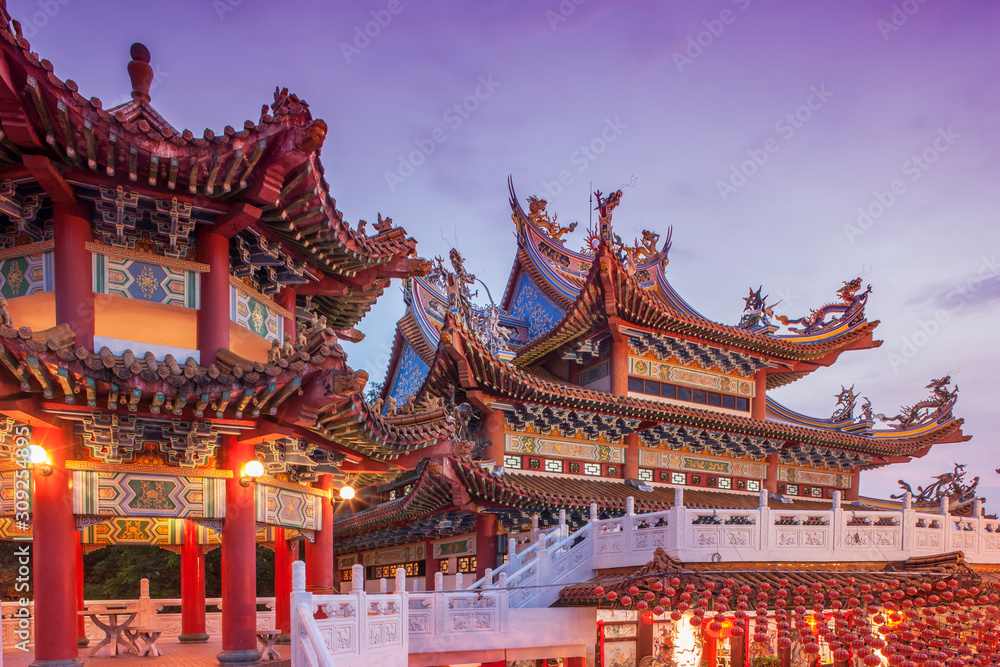 Thean Hou Temple at sunset in Kuala Lumpur, Malaysia Thean Hou Temple at sunset in Kuala Lumpur, Malaysia