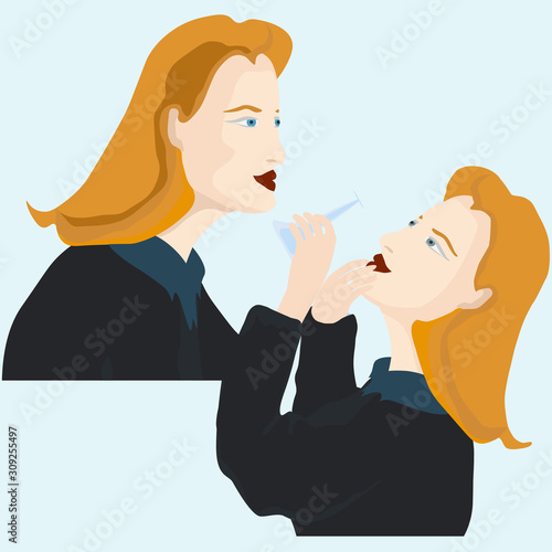 Woman teacher, scientist etc. Work, study, education. Vector portrait isolated.