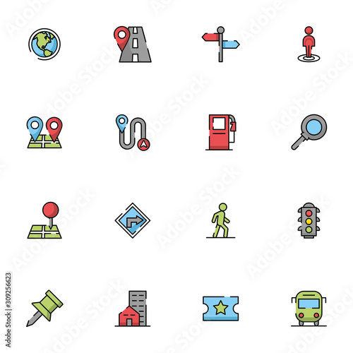 bundle of maps and navigation icons