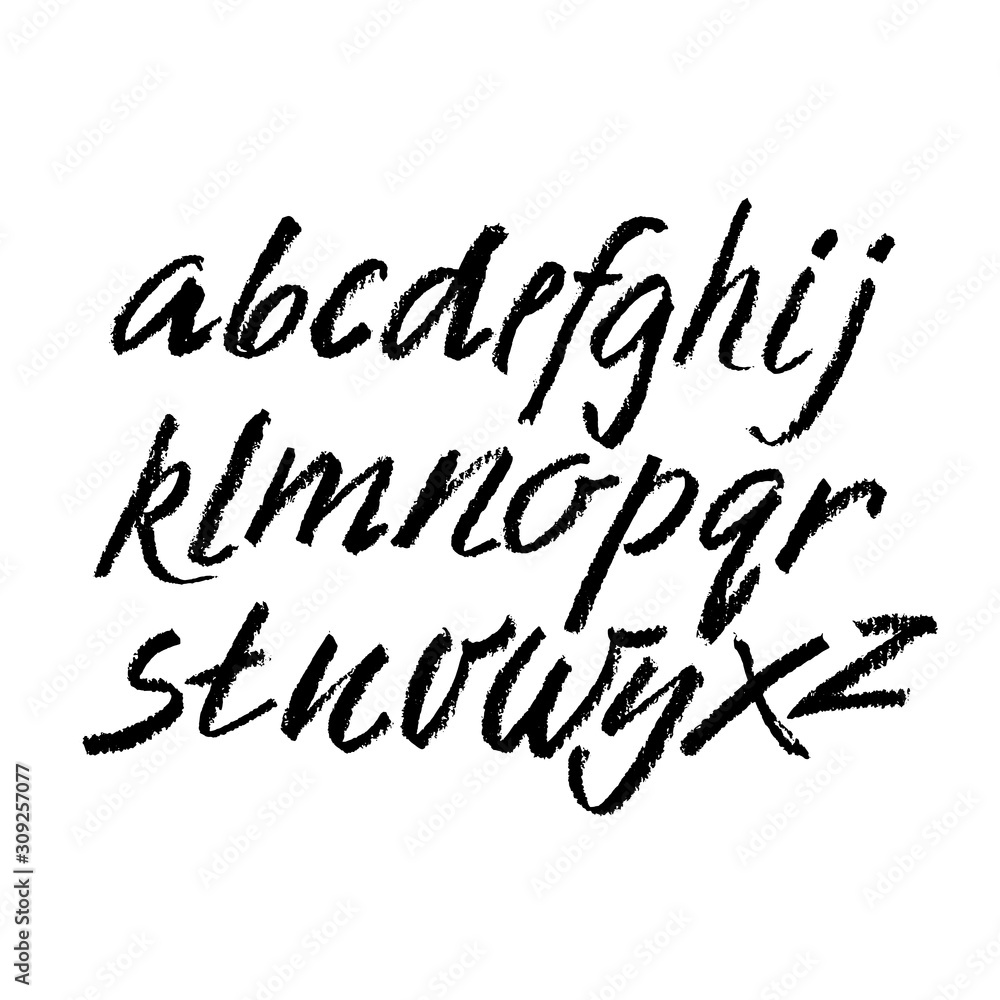 Vector Pastel or Charcoal Style Hand Drawn Alphabet Font. Calligraphy alphabet on a white background Vector Pastel or Charcoal Style Hand Drawn Alphabet Font. Calligraphy alphabet on a white background