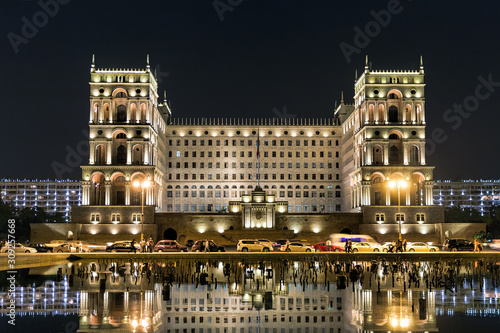 The Government house on Freedom square at night. Baku. Azerbaijan