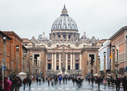 Beautiful night view of Papal St. Peter's Basilica, Vatican City, Rome, Italy