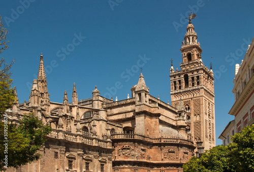 Detail of the top Catedral de Sevilla, Seville, Spain.