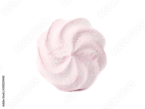 Pink marshmallows isolated on white background.