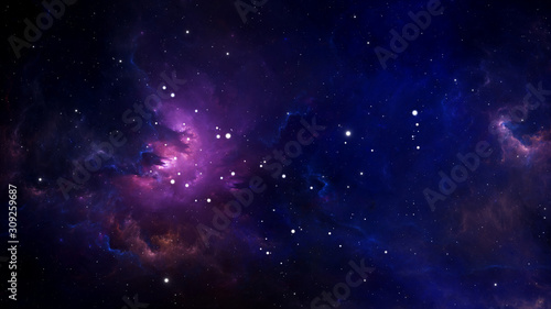 Fototapeta Naklejka Na Ścianę i Meble -  Glowing huge nebula with young stars. Space background
