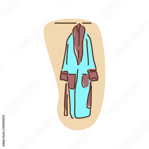 Bathrobe color line icon. A loose-fitting outer garment, worn by either men or women after shower. Pictogram for web page, mobile app, promo. UI UX GUI design element. Editable stroke.