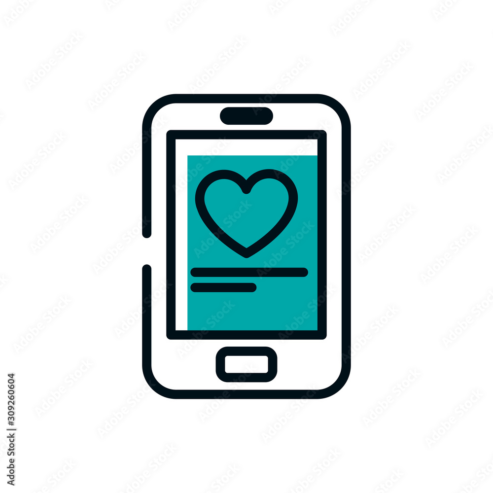 Isolated heart beat and smartphone vector design Isolated heart beat and smartphone vector design
