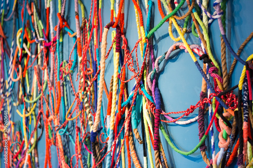 colorful rope on blue background