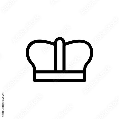 Crown monarch icon vector. A thin line sign. Isolated contour symbol illustration