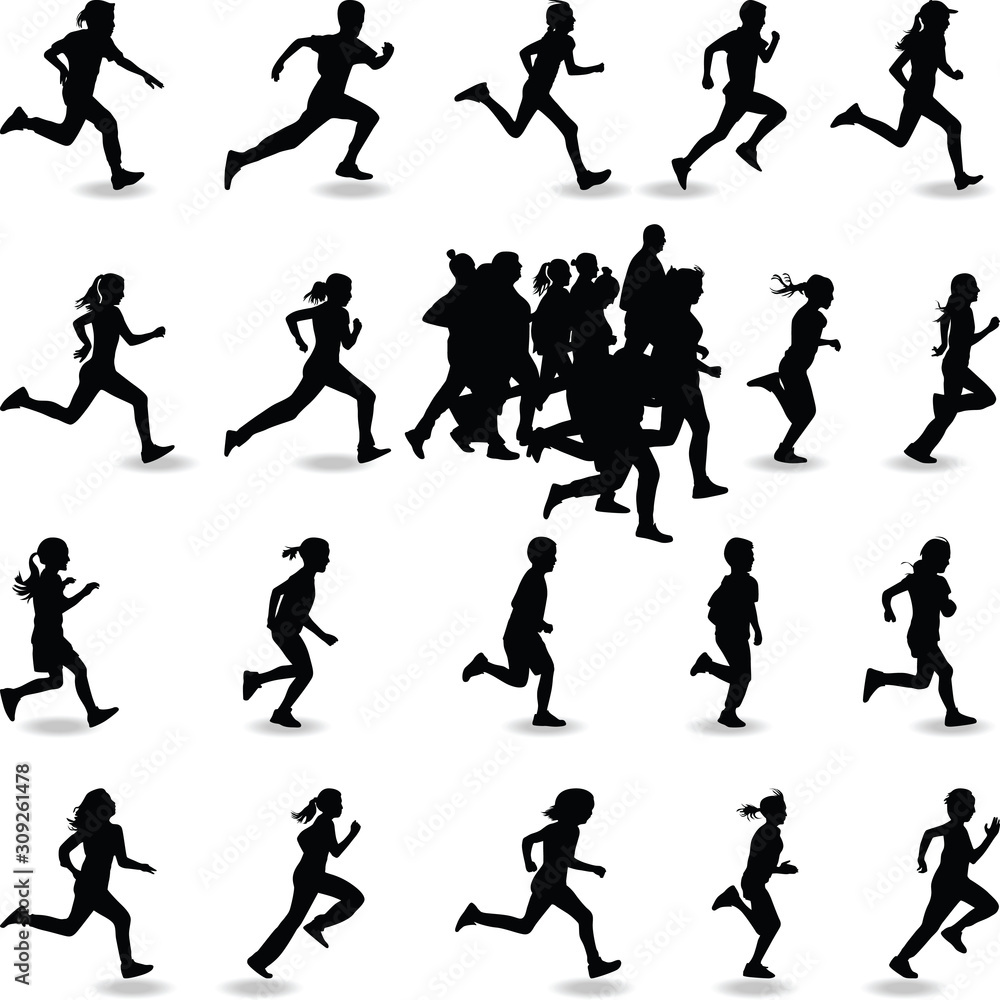 Big Group of runners silhouette vector Big Group of runners silhouette vector