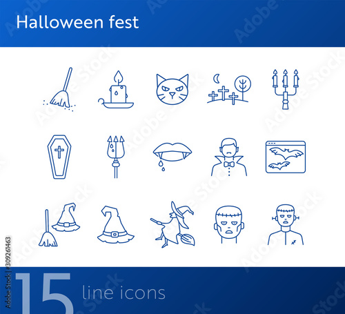 Halloween fest line icons