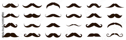 Valokuva Different mustache collection. Vector illustration