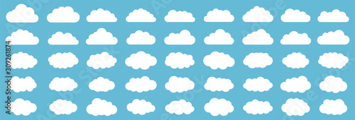 Fototapeta Set of clouds. Cloud icon. Vector illustration.