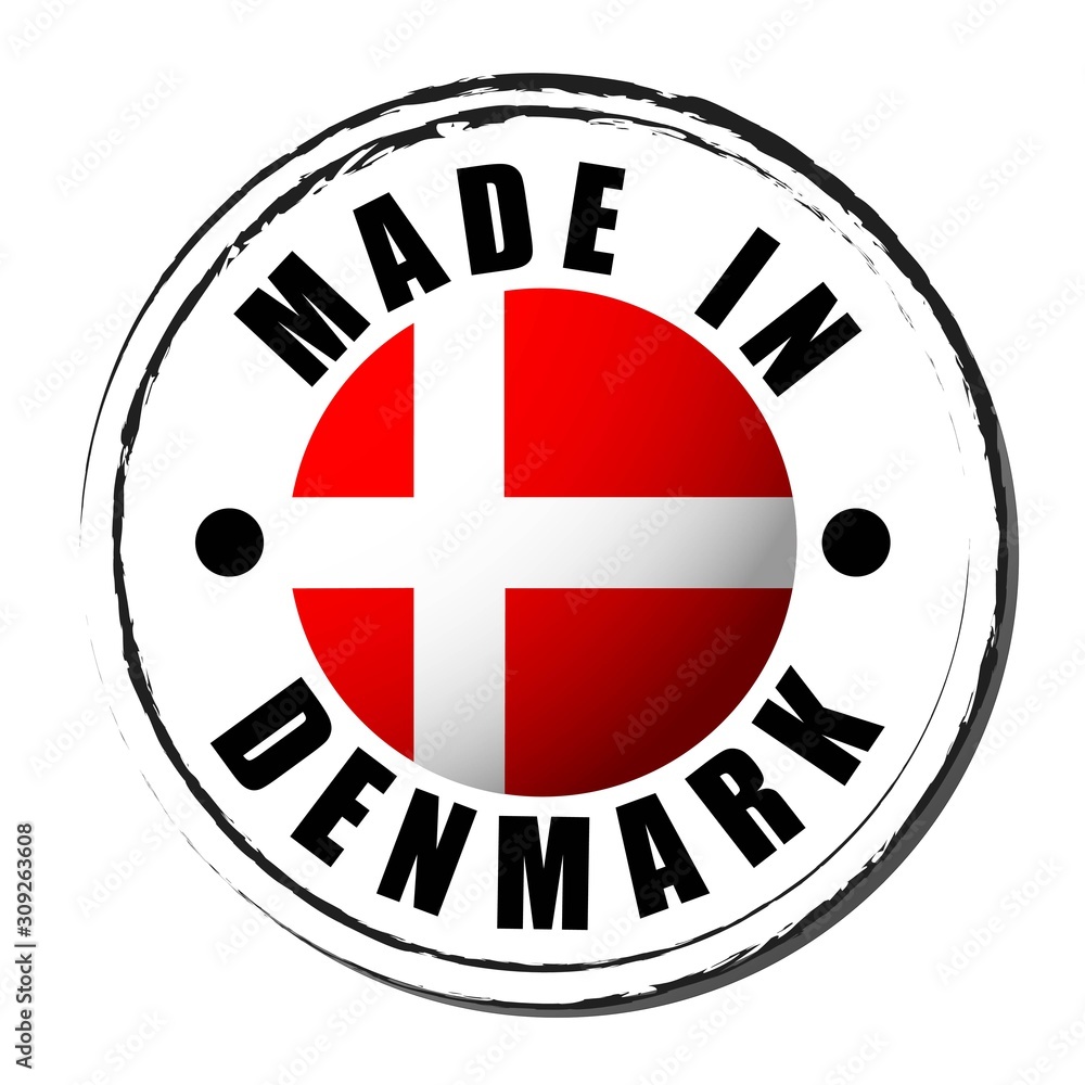 Made in Denmark coloring the flag. Symbol. Seal. Made in Denmark coloring the flag. Symbol. Seal.