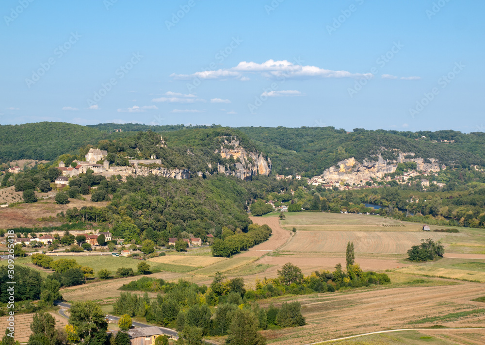 Landscape of the Dordogne river valley in the area of La Roque-Gageac, Aquitaine, France