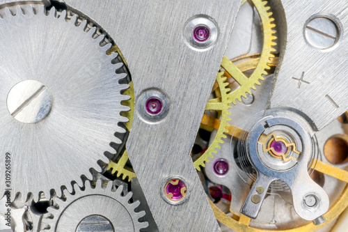 the clock mechanism as the macro background for the whole frame