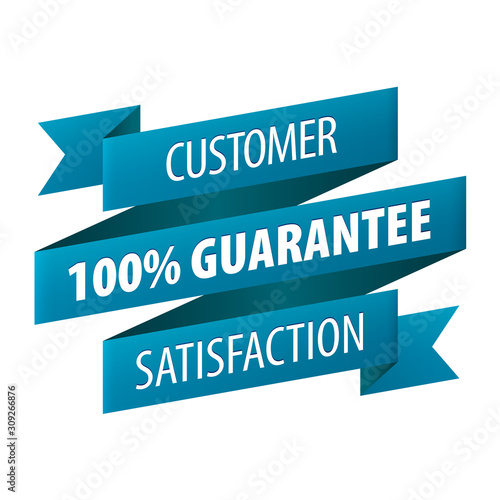 Customer Satisfaction 100 percent Guarantee tag ribbon banner icon