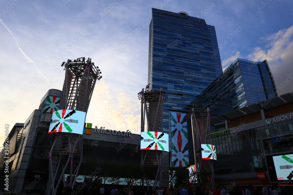 Los Angeles, California - May 21, 2019: XBOX PLAZA, Microsoft Theater in  front of the Staples Center, downtown of Los Angeles Photos | Adobe Stock