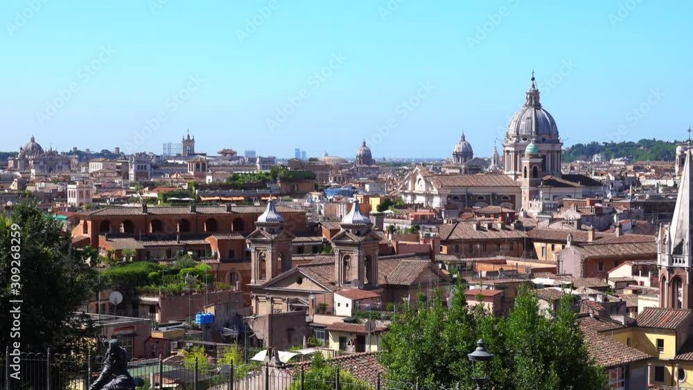 Rome, Italy, Panoramic Scenic View of the City from the Terrace of Pincio in Villa Borghese_3