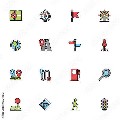 bundle of maps and navigation icons