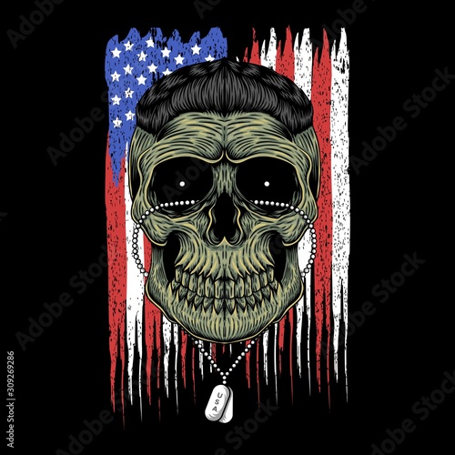 American army skull head vector illustration 