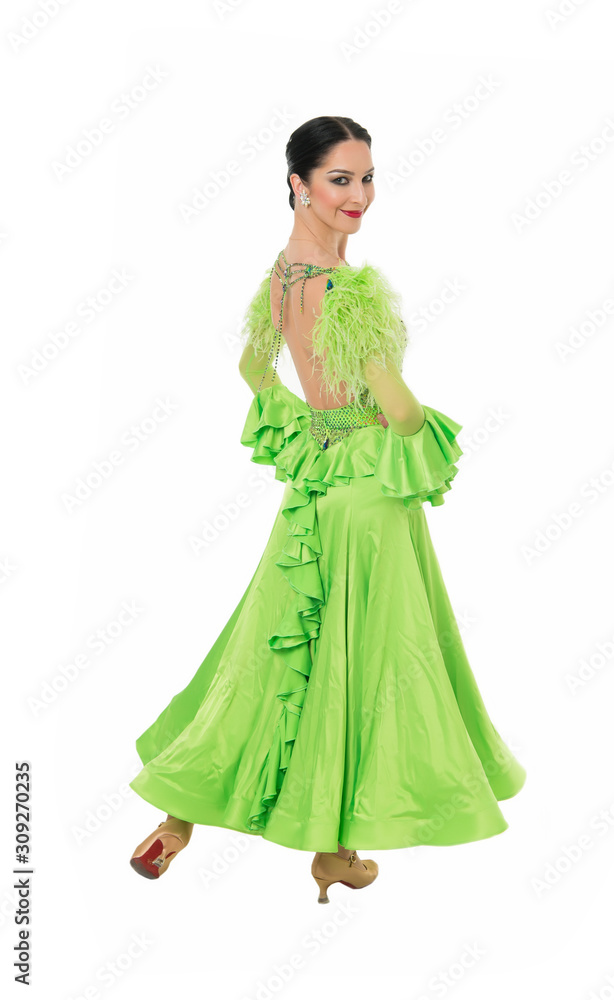 ballrom dance woman in a dance pose isolated on white bachground ballrom dance woman in a dance pose isolated on white bachground