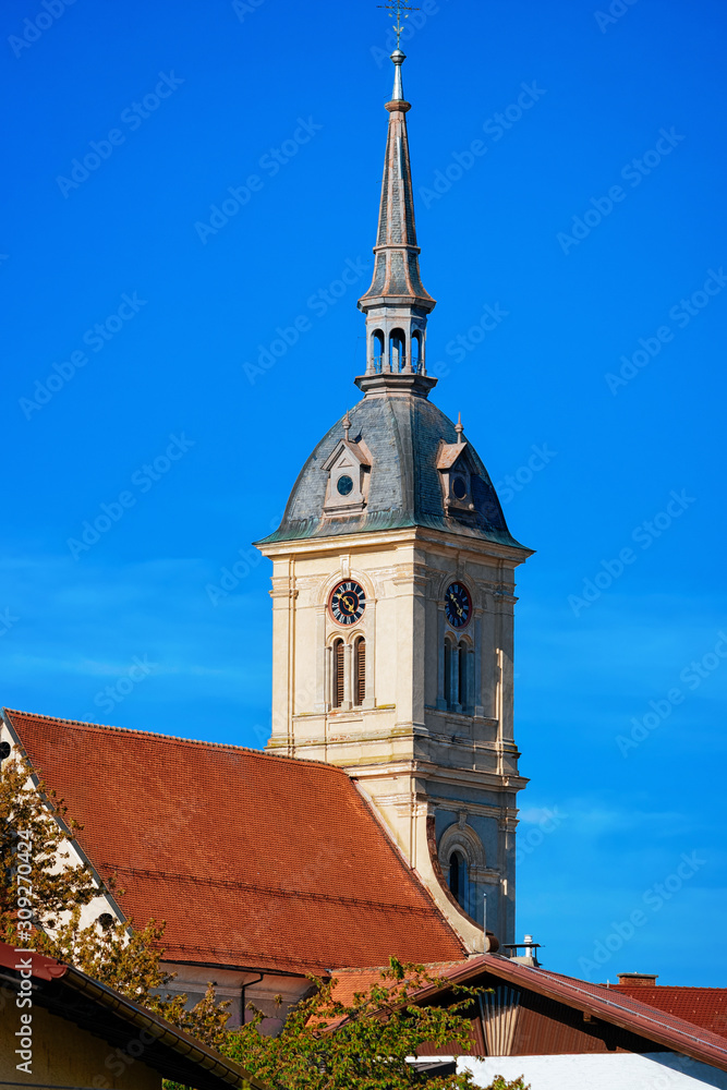 Belfry of Saint Bartholomew Parish Church in Slovenska Bistrica Slovenia