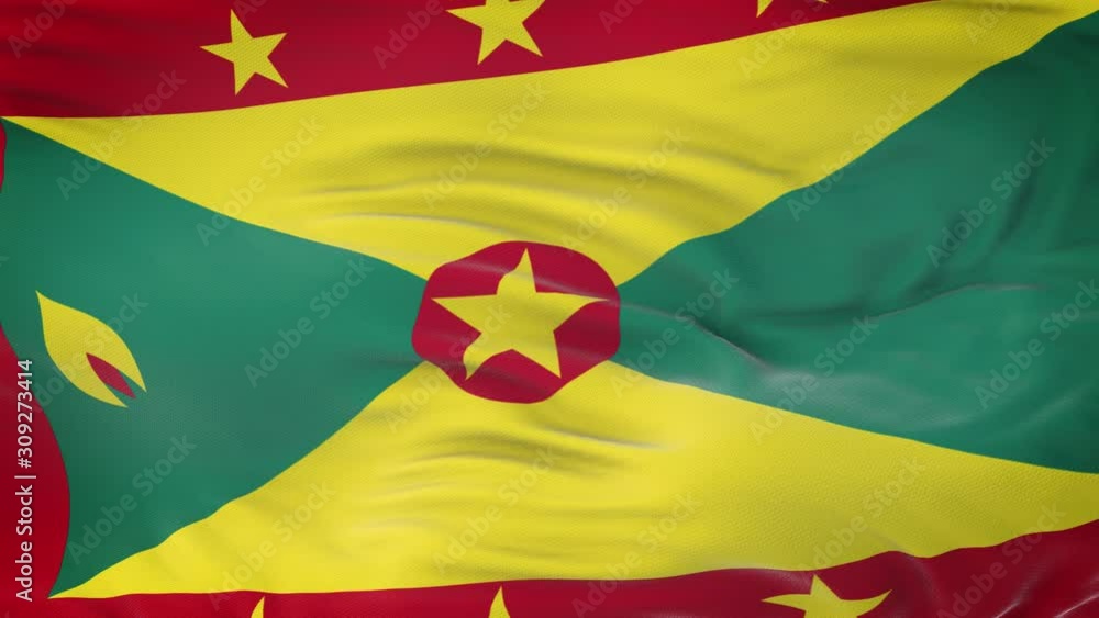Grenada flag waving in the wind with highly detailed fabric texture. Seamless loop Grenada flag waving in the wind with highly detailed fabric texture. Seamless loop