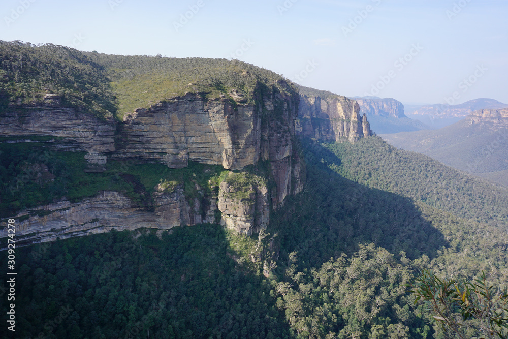 Mountain cliffs hanging over the forest