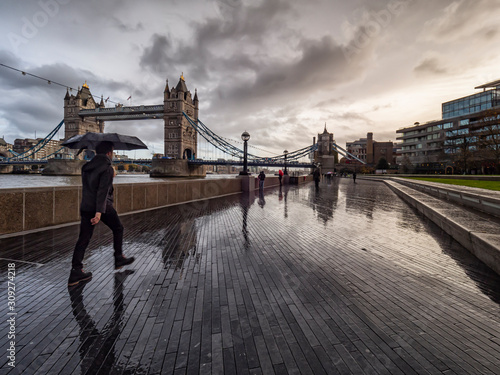 The tower Bridge of London in a rainy morning photo