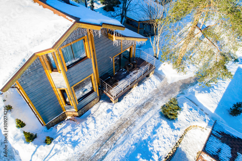 Two-story house top view. W...