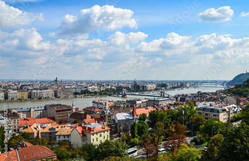Panoramic view of Danube River and Budapest City, Hungary