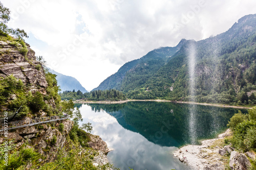 A summer day on Lake Antrona, in the Italian Alps, in Piedmont.