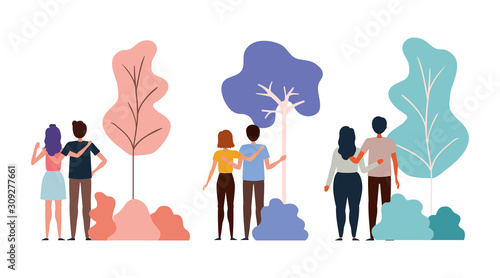 Set of couples of woman and man vector design