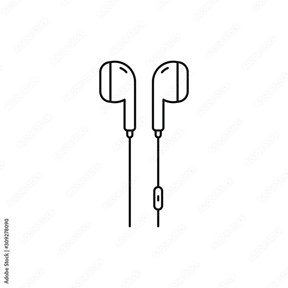 Earphone icon design line style isolated on white background. Vector illustration Earphone icon design line style isolated on white background. Vector illustration