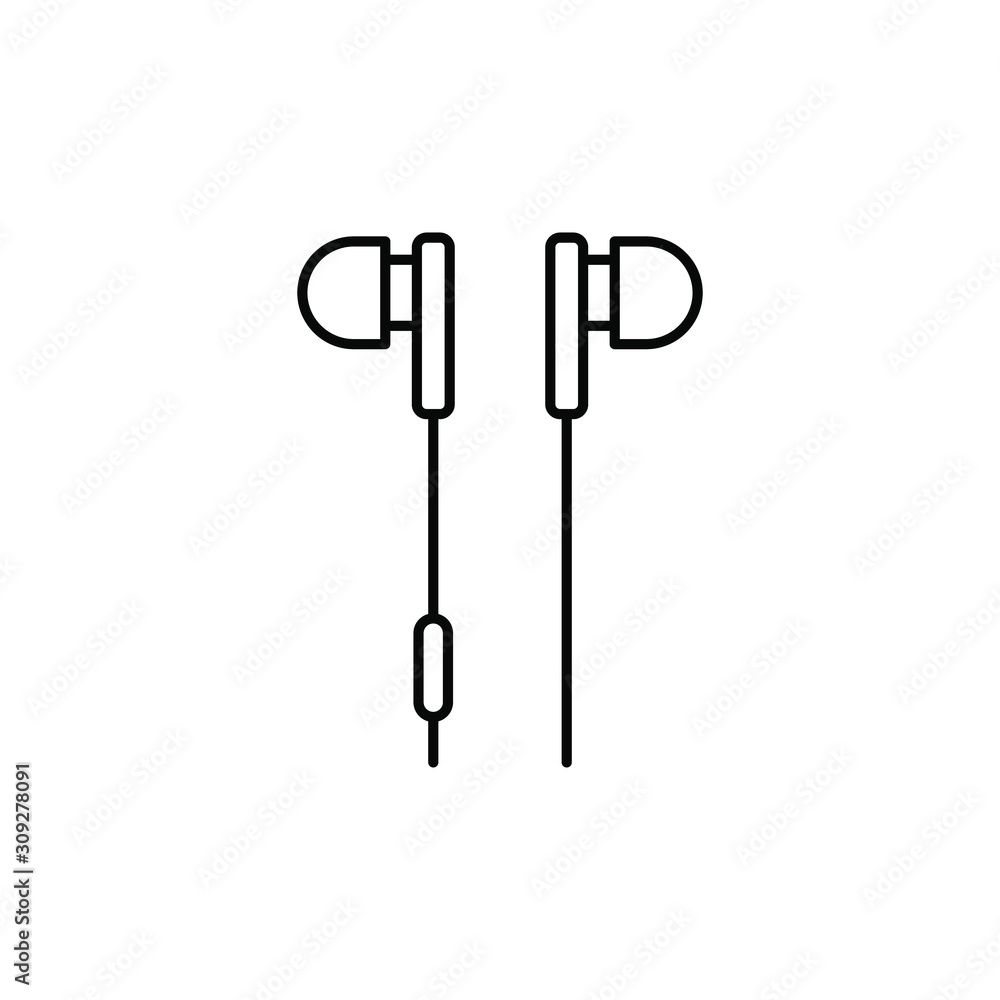 Earphone icon design line style isolated on white background. Vector illustration Earphone icon design line style isolated on white background. Vector illustration
