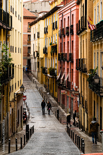 COLORFUL STREET IN THE LAVAPIES NEIGHBORHOOD, MADRID. SPAIN