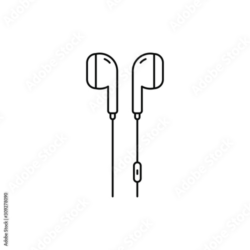 Earphone icon design line style isolated on white background. Vector illustration