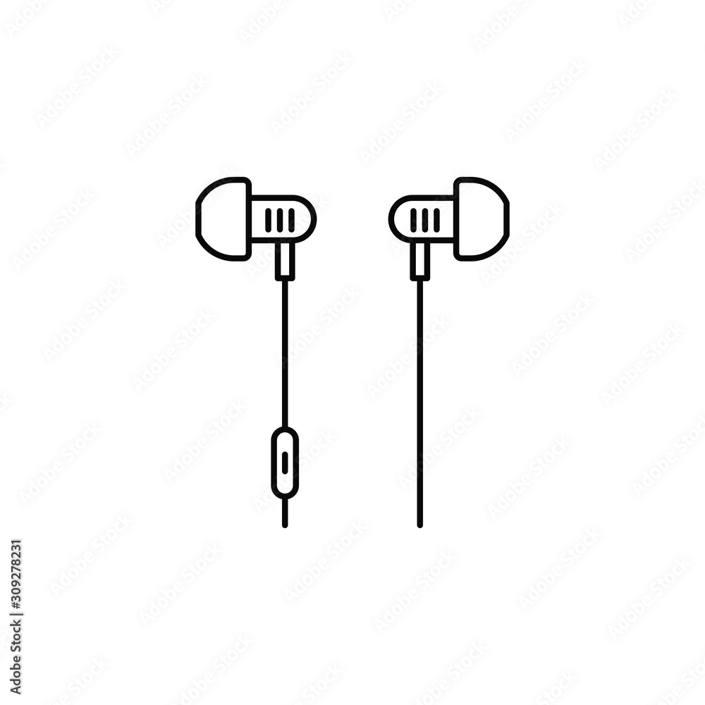 Earphone icon design line style isolated on white background. Vector illustration Earphone icon design line style isolated on white background. Vector illustration