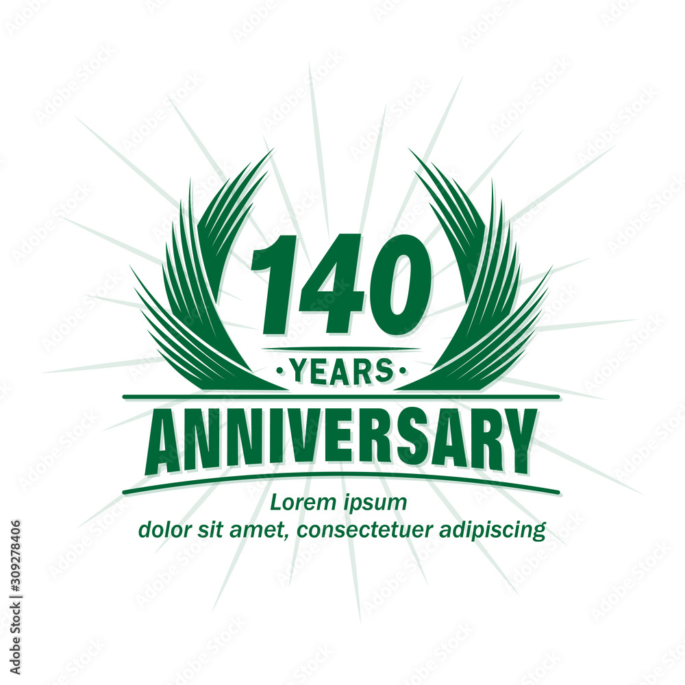 Fototapeta premium 140 years logo design template. 140th anniversary vector and illustration.