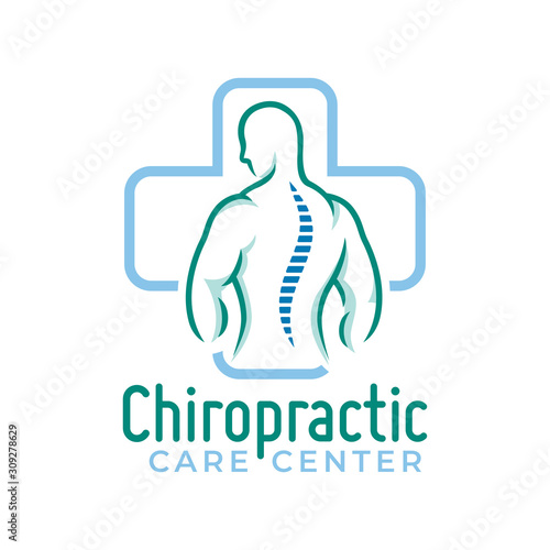 Chiropractic logo vector, spine health care medical symbol or icon, physiotherapy template