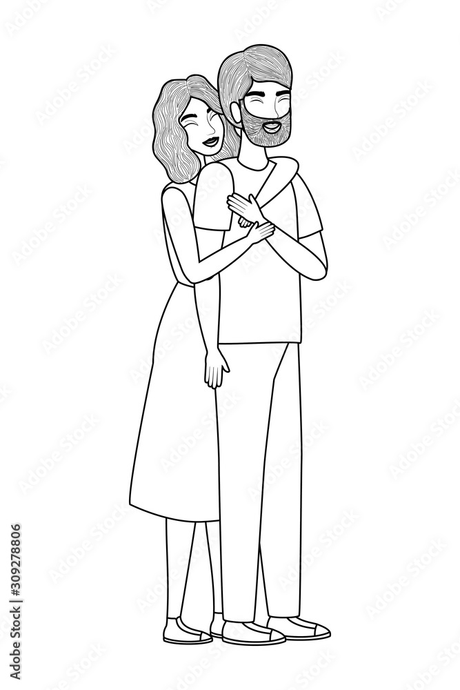 Couple of woman and man drawing vector design Couple of woman and man drawing vector design