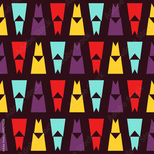 Seamless pattern with colorful geometric shapes.