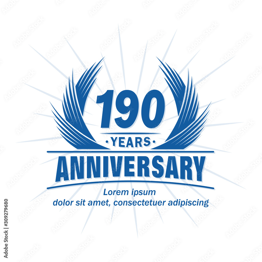 Obraz premium 190 years logo design template. 190th anniversary vector and illustration.