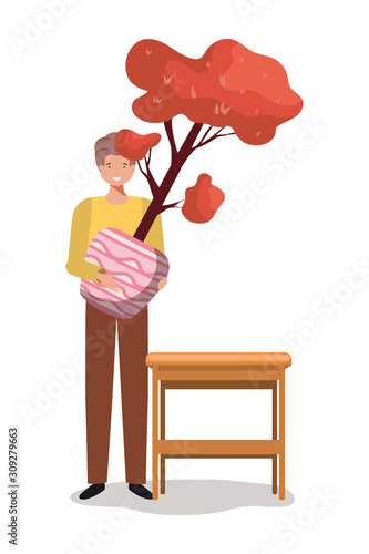 Avatar man and gardening concept vector design