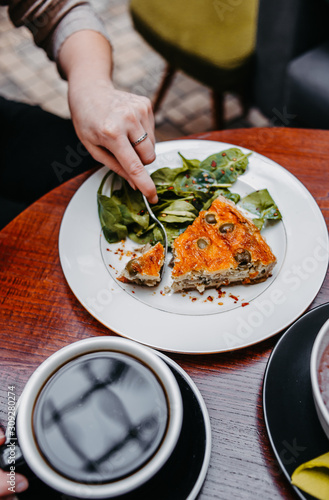 Wallpaper Mural Opened pie with spinach and olives. Torontodigital.ca