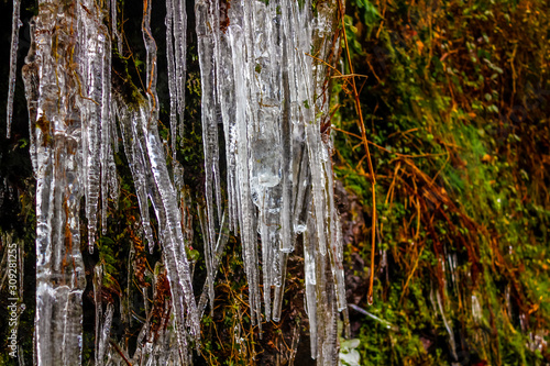 Very cold, giant ice stalactites on Mount Bianditz. Basque Country photo