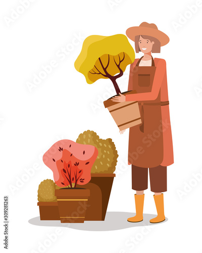 Avatar woman and gardening concept vector design